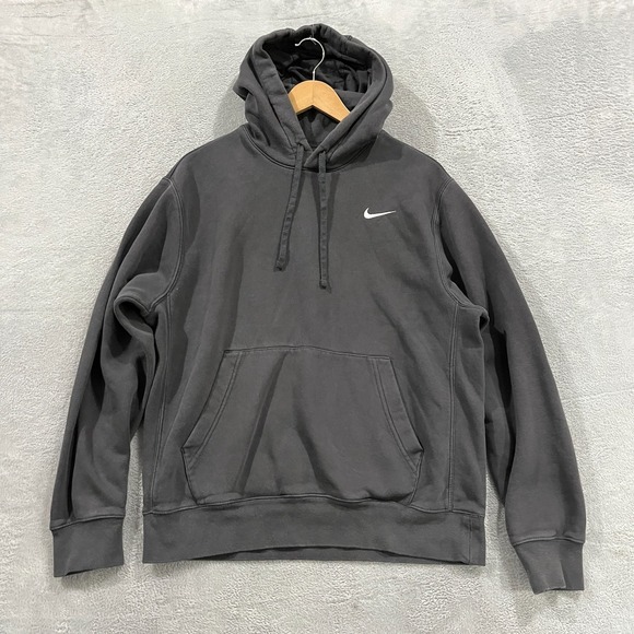 Nike Hoodie Mens Medium Faded Grey Pocket Swoosh CJ1611-060 Y2K Gym Athleisure - Picture 1 of 9